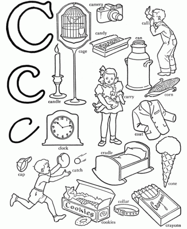 ABC Words Coloring Pages – Letter C – Cage | Free Coloring Pages
