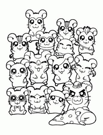 Hamsters Having Corn Hamtaro Coloring Page - Cartoon Coloring 