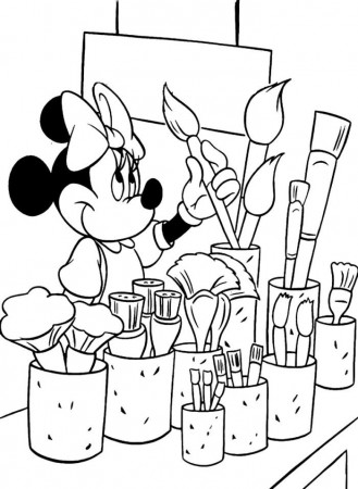 Hello Kitty Learning How To Paint Coloring Page - Cartoon Coloring 