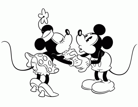 Mickey Giving Minnie Mouse Balloons Coloring Page | HM Coloring Pages