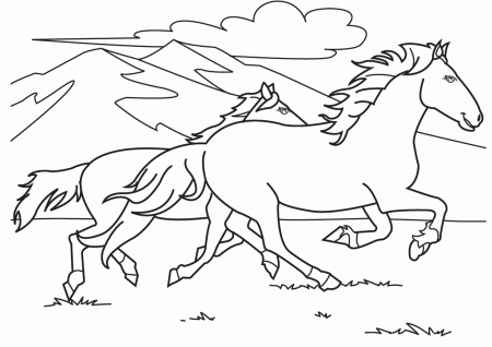 Three Horses Were Running Coloring Pages - Horse Coloring Pages 