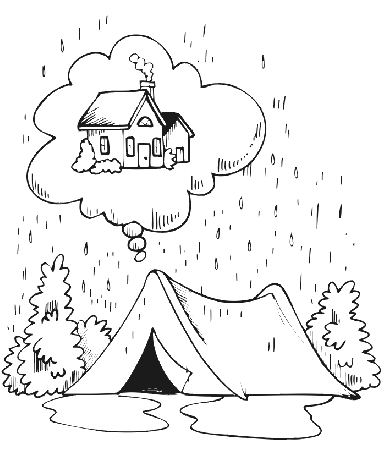 Camping Coloring Page | Camping In Rain, Dreaming Of Home