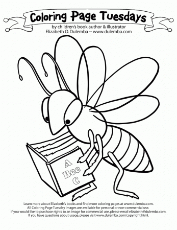 dulemba: Coloring Page Tuesday - Bee a Reader!