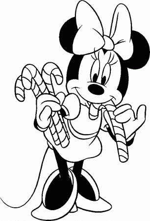 Download Minnie Mouse Eating Cane Of Candies Christmas Coloring 