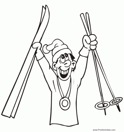 Winter Olympics Coloring Page | Medal winning skier
