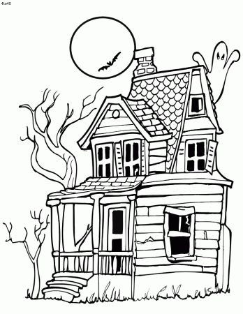 Halloween Festival Coloring Page, Haunted House Halloween Festival 