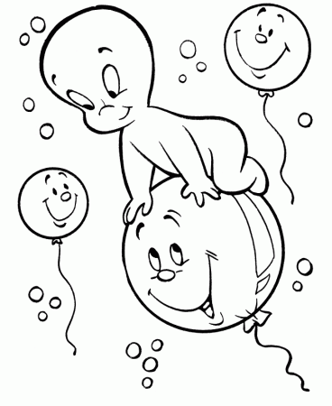 casper ghost baloon fun coloring page
