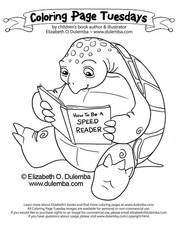 dulemba: Coloring Page Tuesday - Speed Reading Turtle!