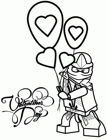 Ninjago Lloyd Zx Holding Valentines Day Balloons Coloring Page 
