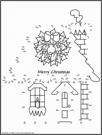 christmas house dot to dot | coloring pages