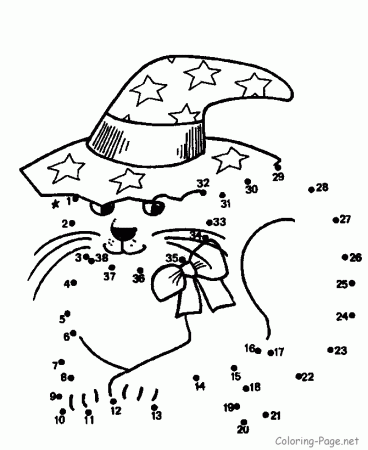 Connect the dots - Cat in wizard hat