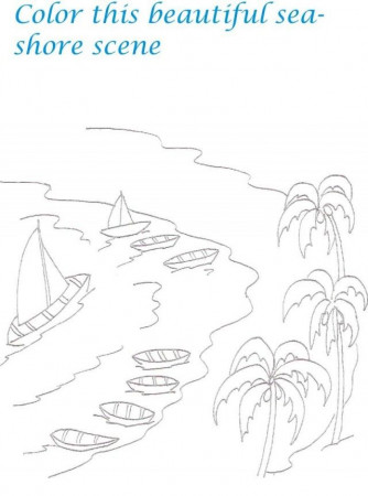 Sea Shore Coloring Printable Page Sceneries Coloring Pages For 