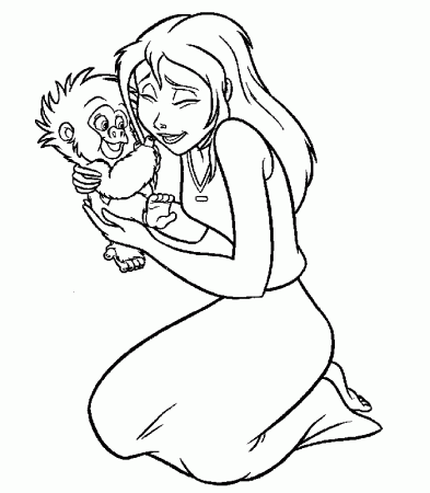 Jane and Little Monkey Coloring Online | Super Coloring