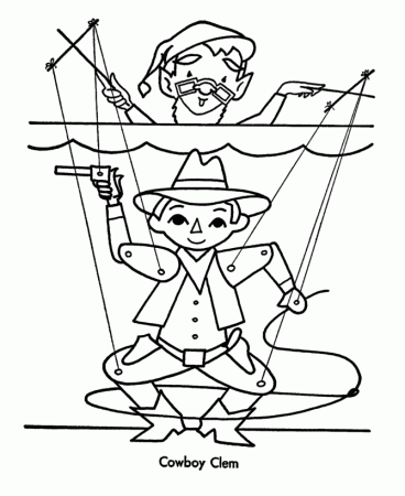 Christmas Toys Coloring Pages - Cowboy Puppet Christmas Coloring 