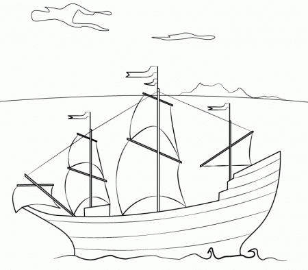 Flowers: Creative Thanksgiving Coloring Page Boat Mayflower Rvb 