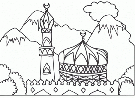 Mosque Coloring Page Cake Ideas and Designs