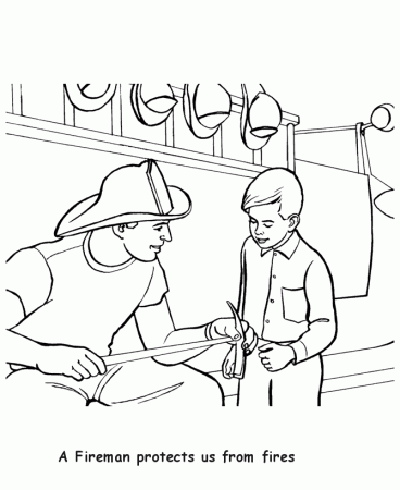 BlueBonkers - Labor Day Coloring Page Sheets - Fireman is a worker