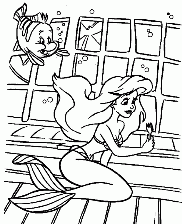 Ariel Daydreamin on a Coral Coloring Page | Kids Coloring Page