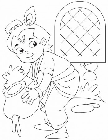 Baby Krishna the butter thief coloring pages | Download Free Baby 
