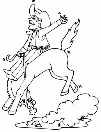 Horse Coloring Page | Cowboy On Bucking Horse