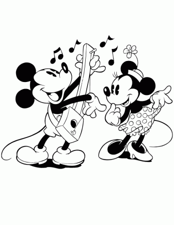 Mickey And Minnie Mouse Dancing Coloring Pages