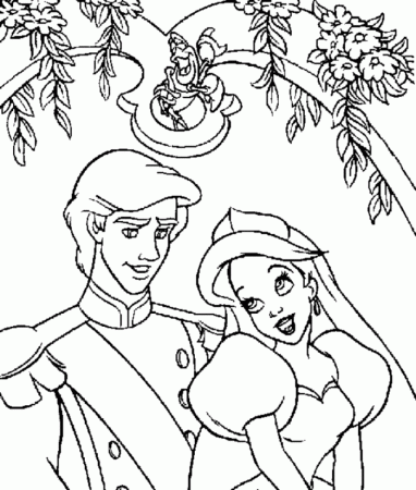 Cinderella and Prince With Wedding Cake Coloring Page - Princess 