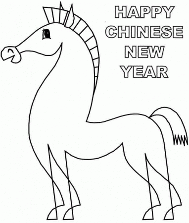 Wooden Horse Chinese New Year 2014 Colouring Pages Free Printable 