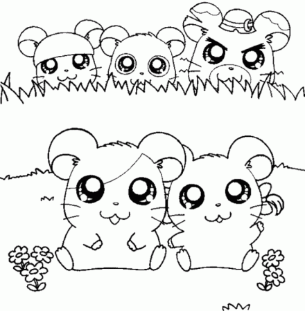 Hamtaro and Ribbon Coloring Page - Cartoon Coloring Pages on 