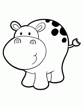Cute Baby Hippo Simple Coloring Page | Free Printable Coloring Pages