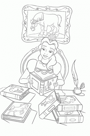 Princess Belle Reading Book Coloring Pages Princess Coloring 
