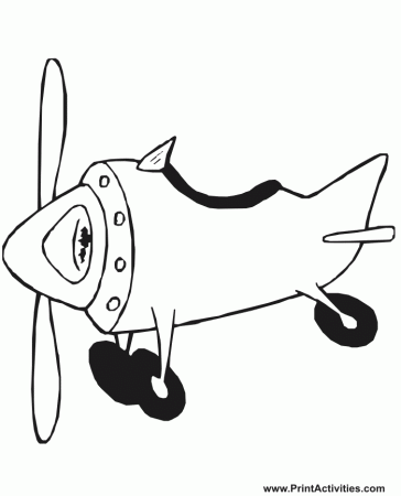 Airplane Coloring Page | Cartoonish Propeller Plane