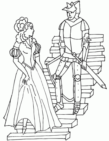 princess and knight Colouring Pages