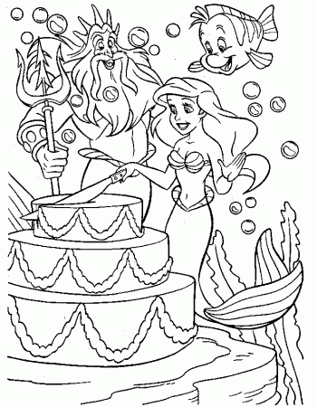 Ariel's Birthday Coloring Pages | Coloring