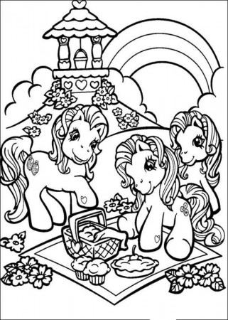MY LITTLE PONY coloring pages - Ponies having a picnic