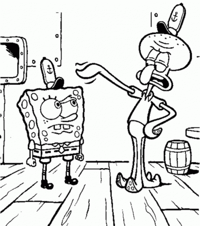 Squidward Anggry Coloring Page - Spongebob Cartoon Coloring Pages 
