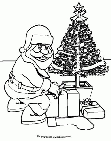 Santa Claus Christmas Tree Free Coloring Pages for Kids 
