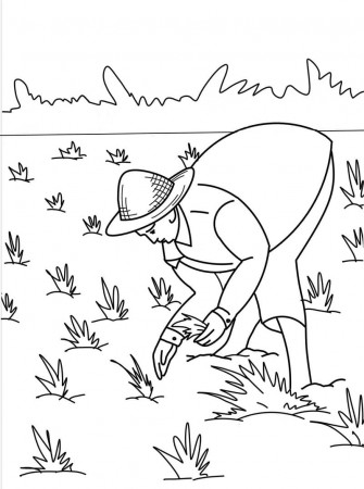 Farmer Working 1 Coloring Page - Free Printable Coloring Pages for Kids