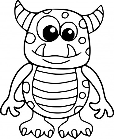 Easy Cute Little Scary Monster Coloring Pages - Coloring Cool