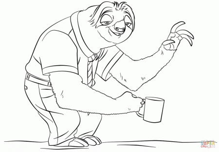 Sloth Flash from Zootopia coloring page | Free Printable Coloring ...