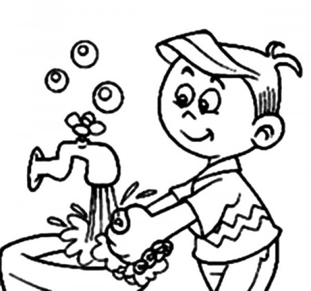 Hand Washing Coloring Page