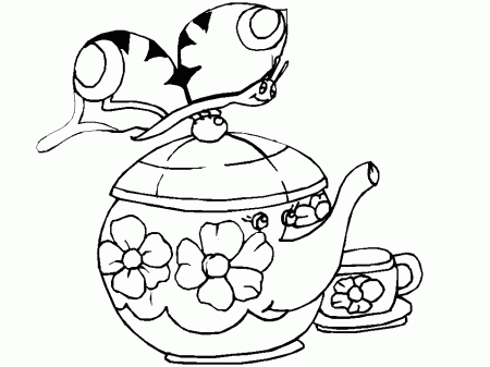 Coloring Page Teapot - Coloring Pages for Kids and for Adults