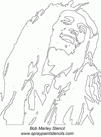 Bob Marley Stencil Sketch Coloring Page