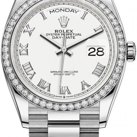 Rolex Day-Date 36 36mm White Gold 128349RBR White Roman | Watch Rapport