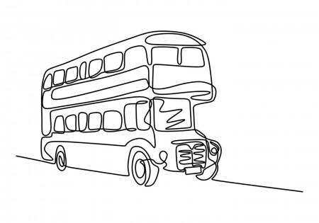 One line drawing of bus transportation. Double decker bus. Bus one line  drawing. 1962109 Vector Art at Vecteezy