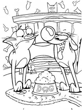 Catdog and Dog Food Coloring Page - Free Printable Coloring Pages for Kids