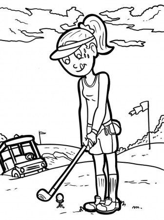 Girl Playing Golf Coloring Page - Free Printable Coloring Pages for Kids