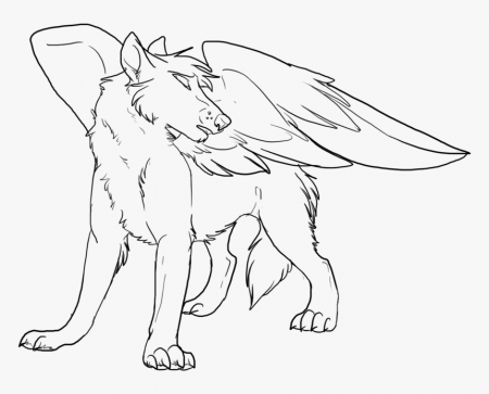 Coloring Book Dog Baby Wolves Puppy Drawing - Female Wolf With Wings  Coloring Pages, HD Png Download , Transparent Png Image - PNGitem