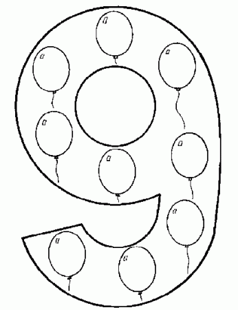 Number 9 Coloring Page Nine Balloons ...