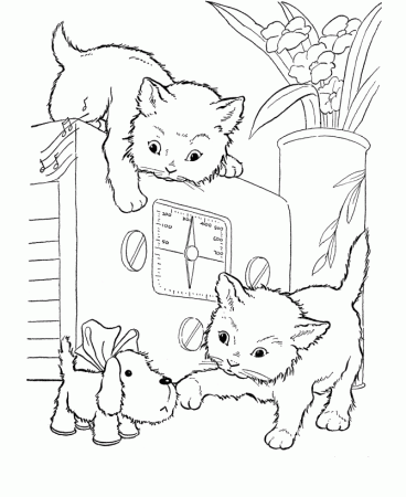 Puppy And Kitty - Coloring Pages for Kids and for Adults