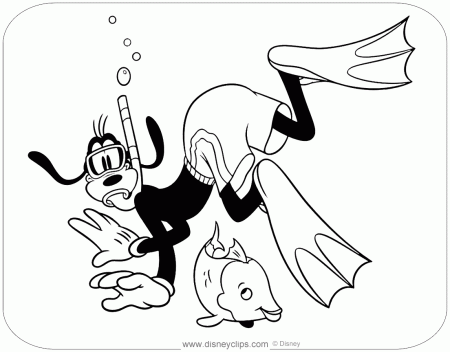 Coloring page of Goofy snorkeling #disney, #goofy, #coloringpages | Goofy  disney, Mickey mouse cartoon, Coloring pages